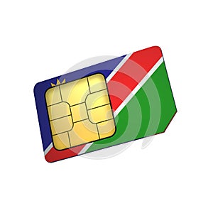 SIM Card with Flag of Namibia A concept of Namibia Mobile Operator