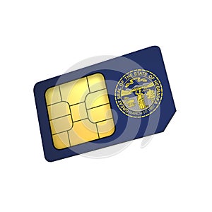 SIM Card with Flag of Nebraska A concept of USA Mobile Operator