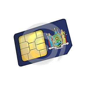 SIM Card with Flag of New York A concept of USA Mobile Operator