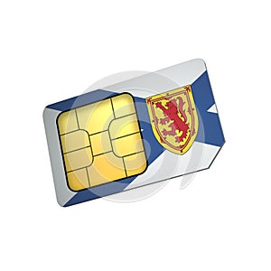 SIM Card with Flag of Nova Scotia A concept of Nova Scotia Mobile Operator