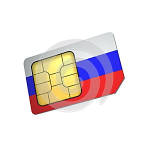 SIM Card with Flag of Russia A concept of Russian Mobile Operator