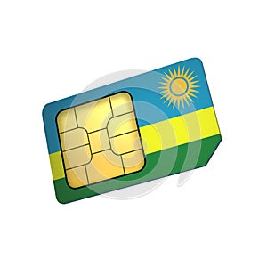 SIM Card with Flag of Rwanda A concept of Rwanda Mobile Operator