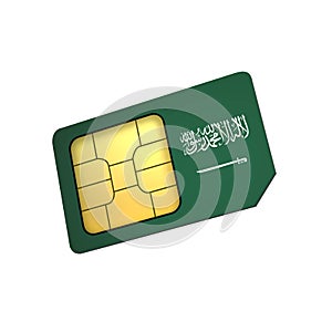 SIM Card with Flag of Saudi Arabia A concept of Saudi Mobile Operator