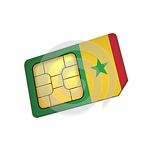 SIM Card with Flag of Senegal A concept of Senegal Mobile Operator