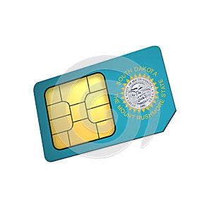 SIM Card with Flag of South Dakota A concept of South Dakota Mobile Operator