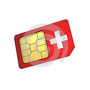 SIM Card with Flag of Switzerland A concept of Switzerland Mobile Operator