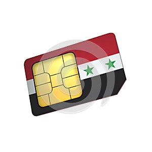 SIM Card with Flag of Syria A concept of Syrian Mobile Operator