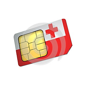 SIM Card with Flag of Tonga A concept of Tongan Mobile Operator