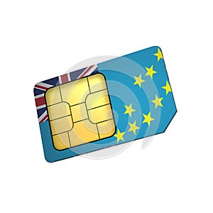 SIM Card with Flag of Tuvalu A concept of Tuvalu Mobile Operator