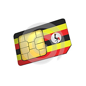 SIM Card with Flag of Uganda A concept of Uganda Mobile Operator