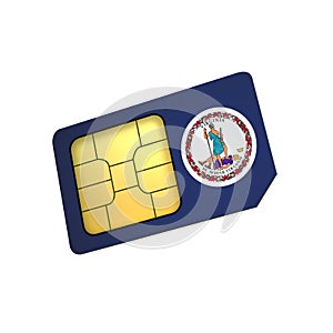 SIM Card with Flag of Virginia A concept of USA Mobile Operator