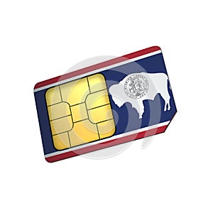 SIM Card with Flag of Wyoming A concept of USA Mobile Operator