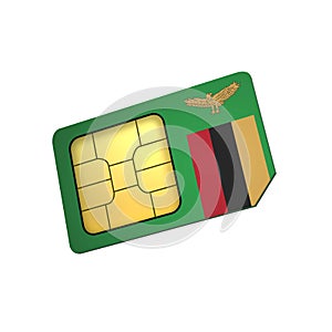 SIM Card with Flag of Zambia A concept of Zambia Mobile Operator