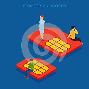 SIM card flat isometric concept