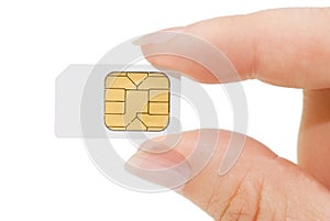 Sim card In a hand close up