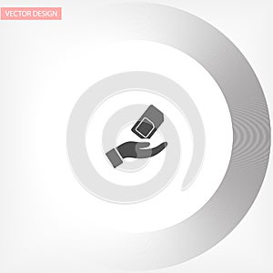 sim card in the hand icon , lorem ipsum Flat design