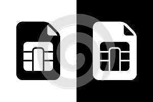 SIM Card Icon - Black and White