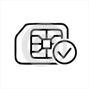 Sim Card Icon Isolated Black On White Background, Sim Card Icon Vector Flat Modern, Sim Card Icon,