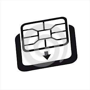 Sim Card Icon Isolated Black On White Background, Sim Card Icon Vector Flat Modern, Sim Card Icon,