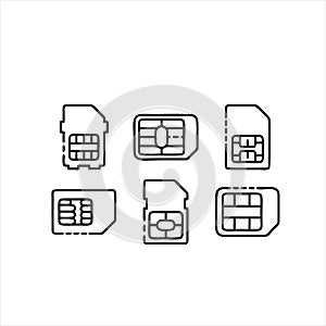 Sim Card Icon Isolated Black On White Background, Sim Card Icon Vector Flat Modern, Sim Card Icon,