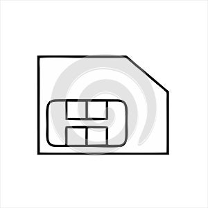 Sim Card Icon Isolated Black On White Background, Sim Card Icon Vector Flat Modern, Sim Card Icon,