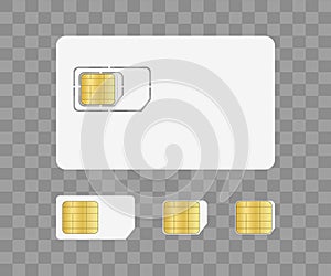 Sim card for mobile with chip. Simcard for identity on phone. Nano and micro card for corporate communication. Prepaid for