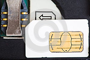 Sim card with mobile telephone socket