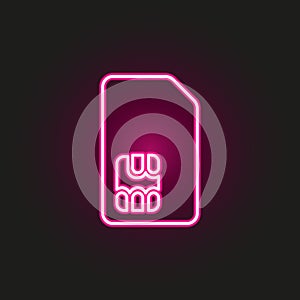 Sim card neon style icon. Simple thin line, outline vector of telecommunication icons for ui and ux, website or mobile application