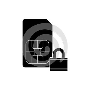 Sim-card security icon, lock sim card concept