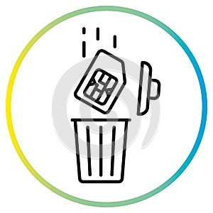 sim card in trash bin icon