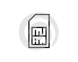 Sim card vector icon, micro chip symbol. Modern, simple flat vector illustration for web site or mobile app