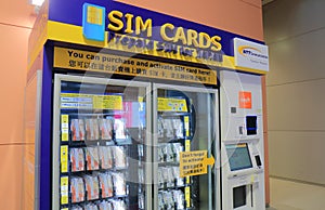Sim card vending machine Kanasai airport in Osaka Japan