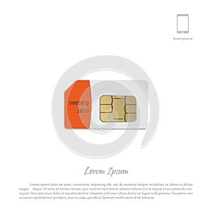 SIM card on a white background. Object of smartphone to make cal