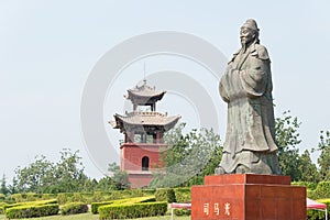 Sima Guang Statue at Sima Guang Temple (Sima Wengong Ci). a famous historic site in Yuncheng, Shanxi, China.
