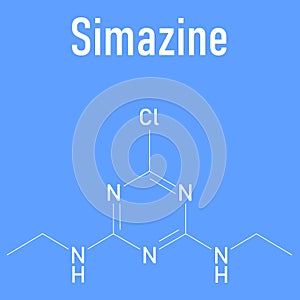 Simazine herbicide molecule. Skeletal formula. Chemical structure