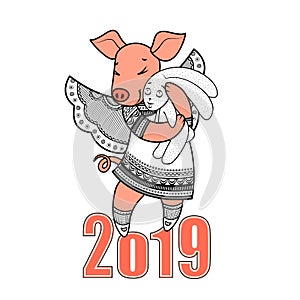 Simbol 2019 Happy New Year chinese horoscope.