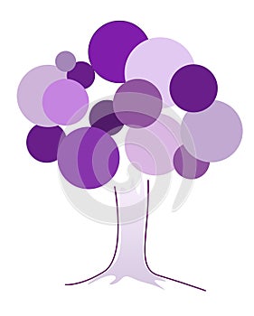 Simbolic violet abstract tree made of cirqles diferent sizes photo