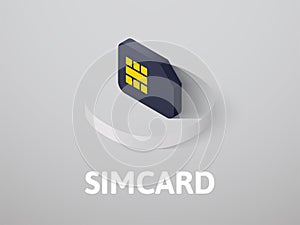 Simcard isometric icon, isolated on color background