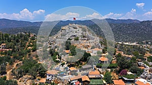 Simena Castle at top of Kalekoy Village in Turkey.