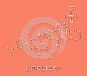 Simeprevir hepatitis C virus HCV drug molecule. Skeletal formula.