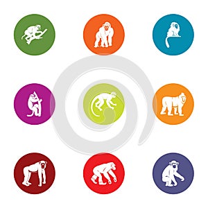 Simian icons set, flat style