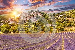 Simiane la Rotonde town in Provence photo