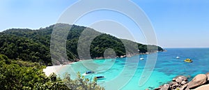 Similan islands bay - Panoramic view of a beach from the Sail Rock, Similan Islands National Park, Andaman Sea, Thailand