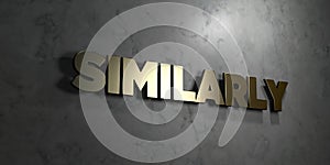 Similarly - Gold text on black background - 3D rendered royalty free stock picture