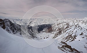 Similaun glacier in winter in Austria