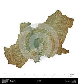 Simitli, Bulgaria, isolated on white. Physical