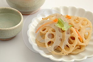 Simmered Lotus Root and Sake, Japanese Food