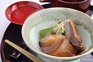 Simmered Vegetable and Fish with Sake, Japanese Food