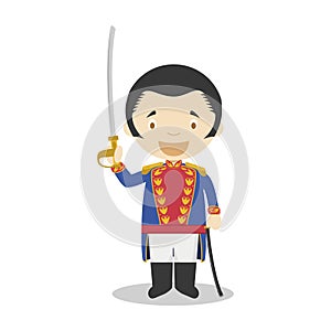 Simon Bolivar cartoon character. Vector Illustration. photo