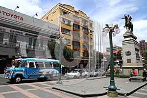 Simon Bolivar monument in a center of La Paz, Bolivia